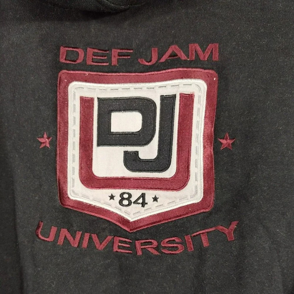 Def Jam University 84 Hooded Open Front Robe Size M/L Black Long Length FLAWS - Picture 7 of 11